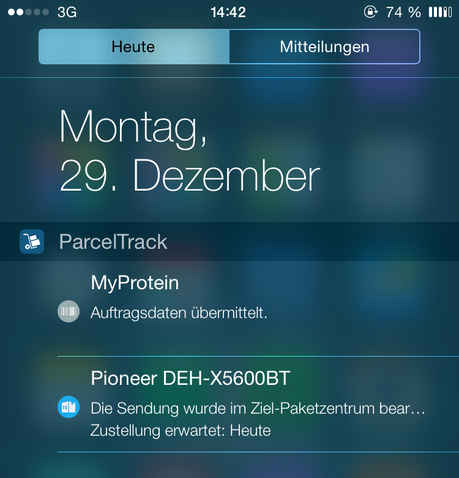 ParcelTrack iOS 8 Widget