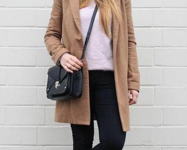 Camel coat with Zara leather boots