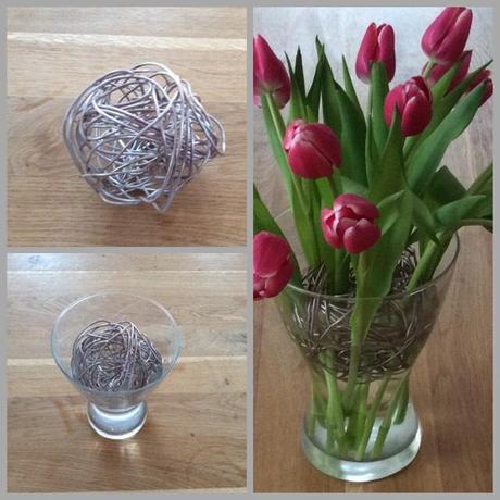 Tulpen in Vase stützen