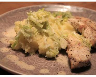 Zitronen-Pfeffer-Hühnchen mit Porreestampf