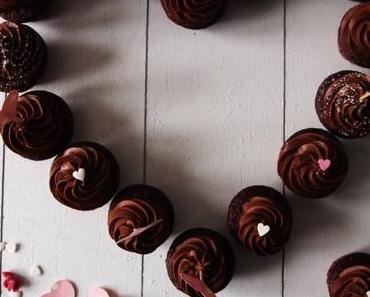Mini Chocolate Cupcakes with Chocolate Creme Fraîche Frosting for Valentine’s Day