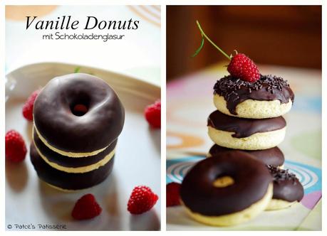 Im Ofen gebackene Vanille Donuts mit Schokoladenglasur