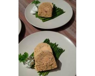 Terrine vom Saibling auf Wildspargel mit Dill-Frischkäse