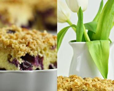 Zitronen-Schmand-Kuchen mit Blaubeeren und Streuseln - müsst Ihr probieren!