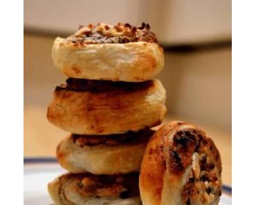 Schoko-Nuss-Schnecken aus Quarkmürbeteig