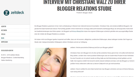 Interview mit der Blogger Agentur Zeitdeck: Blogger Relations Studie