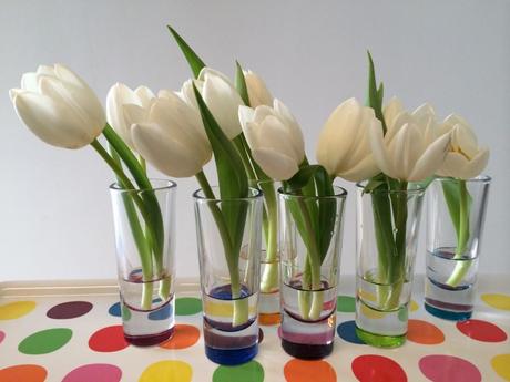 Zweiter Versuch: Experiment Tulpen färben