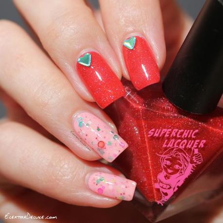 Valentine's Day Manicure with SuperChic Lacquer Ice Rageous, KBShimmer Merry Pinkmas