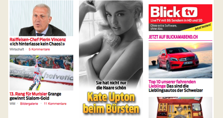 Blick.ch Artikel “Kate Upton beim Bürsten”.