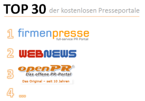 Top 30 kostenlose Presseportale Auszug 