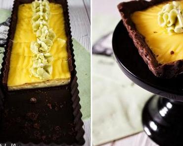Pudding Tarte mit Matcha Frosting