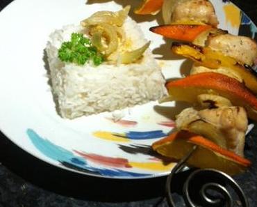 Hähnchenspieße mit Orangen