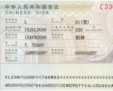 Anleitung für ein Visum für China