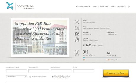 Online-Petition Stoppt den KIB-Bau (Quartier V/1)