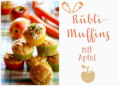 Apfel-Rübli-Muffins mit Orangenglasur und Pistazien [Haddu Möhrchen?]