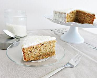 Karottenkuchen mit Frischkäseguss - ohne Nüsse [carrot cake with cream-cheese frosting]