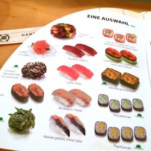 Speisekarte des Sushi Circle - Teil 1