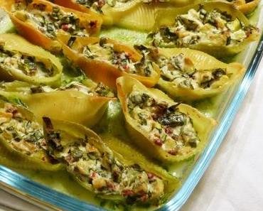 Gefüllte Muschelnudeln mit Zucchini und Bärlauch