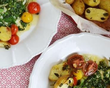 F(r)isch aus dem Ofen! Gekräuteter Kabeljau mit Oregano-Kartoffeln