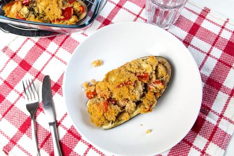 Kleidermädchen kocht zusammen mit euch ein vegetarisches Rezept: Auberginen mit Couscous, Tomaten und Paprika