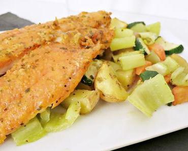 Pangasiusfilet auf Ofengemüse