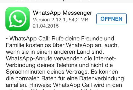 WhatsApp Update (Bildquelle: Apple App Store)
