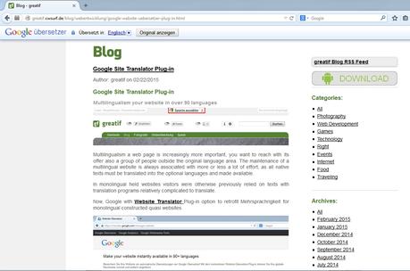 Google Website-Übersetzer Plug-in