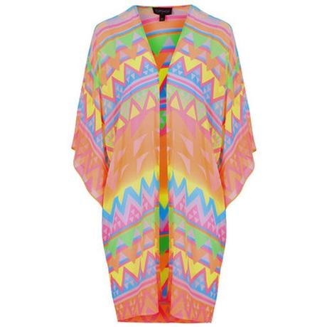 Topshop - Kimono mit Surfer-Print im Aztekenstil - Multi