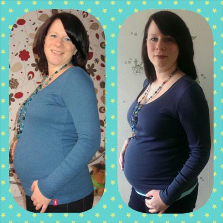 Links meine erste Schwangerschaft, rechts der aktuelle Bauch!