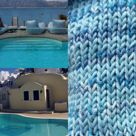 Türkis und Blau, ein Poncho für den Sommer – oder – Santorini, ich komme,…farblich passend