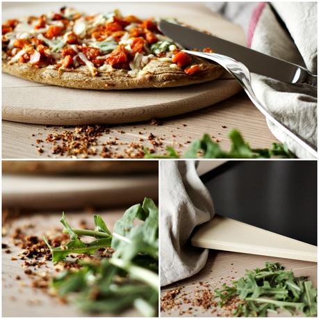 knusprige Pizza, Pizzablech und Rucola { by it's me! }