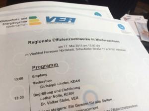 Auszug aus dem Programm der VEA Veranstaltung zu Regionalen Energieeffizienz-Netzwerken