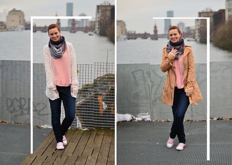 Oberbaumbrücke_Outfitbilder_Berlin_Trenchcoat_beiger Trenchcoat_Chucks_rosa Chucks_rosa Converse_rosa mit Pünktchen_Annanikabu_Outfit_Collage_1