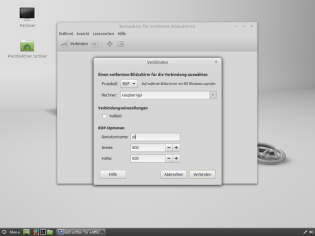 Linux Mint: Remote Desktop Verbindung zum Raspberry Pi herstellen