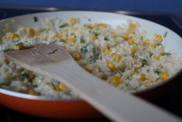 Reispfanne mit Lauch und Mais von Johannisberchen